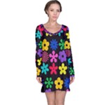 Colorful flowers on a black background pattern                                                            nightdress