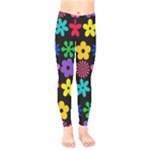 Colorful flowers on a black background pattern                                                         Kids  Leggings