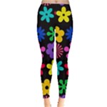 Colorful flowers on a black background pattern                                                            Leggings