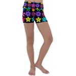 Colorful flowers on a black background pattern                                                            Kids  Lightweight Velour Yoga Shorts