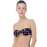 Colorful flowers on a black background pattern                                                          Classic Bandeau Bikini Top