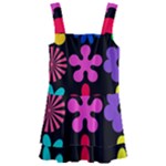 Colorful flowers on a black background pattern                                                          Kids  Layered Skirt Swimsuit