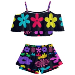 Kids  Off Shoulder Skirt Bikini 