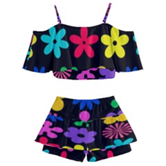 Kids  Off Shoulder Skirt Bikini 