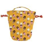 Ice cream on an orange background pattern                                                             Drawstring Bucket Bag