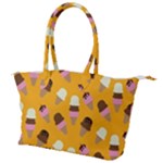 Ice cream on an orange background pattern                                                           Canvas Shoulder Bag