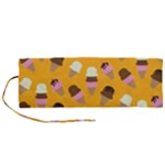 Ice cream on an orange background pattern                                                          Roll Up Canvas Pencil Holder (M)