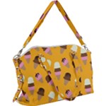 Ice cream on an orange background pattern                                                          Canvas Crossbody Bag