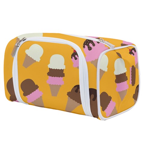 Ice cream on an orange background pattern                                                          Toiletries Pouch from ArtsNow.com