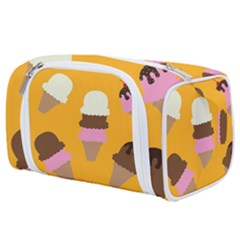 Ice cream on an orange background pattern                                                          Toiletries Pouch from ArtsNow.com