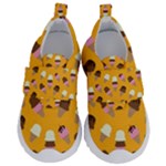 Ice cream on an orange background pattern                                                            Kids  Velcro Strap Shoes