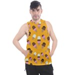 Ice cream on an orange background pattern                                                           Men s Sleeveless Hoodie