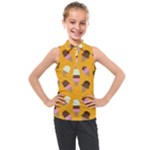 Ice cream on an orange background pattern                                                           Kids  Sleeveless Polo Tee