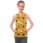 Ice cream on an orange background pattern                                                          Kids  Sleeveless Hoodie