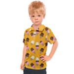 Ice cream on an orange background pattern                                                           Kids  Polo Tee