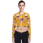 Ice cream on an orange background pattern                                                            Zip Up Bomber Jacket