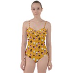 Ice cream on an orange background pattern                                                            Sweetheart Tankini Set