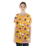 Ice cream on an orange background pattern                                                                 Skirt Hem Sports Top