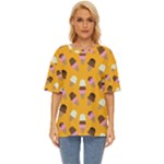 Ice cream on an orange background pattern    Oversized Basic Tee