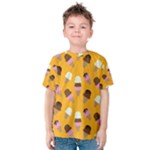 Ice cream on an orange background pattern                                                             Kid s Cotton Tee