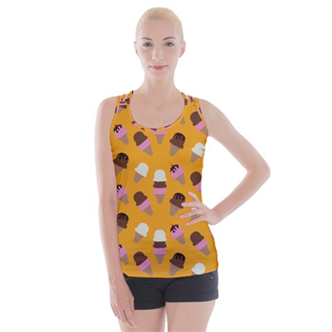 Ice cream on an orange background pattern                                                            Criss cross Back Tank Top from ArtsNow.com