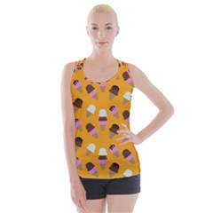 Ice cream on an orange background pattern                                                            Criss cross Back Tank Top from ArtsNow.com