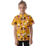 Ice cream on an orange background pattern            Kids  Short Sleeve Shirt