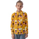 Ice cream on an orange background pattern                                                       Kids  Long Sleeve Shirt