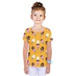 Ice cream on an orange background pattern                                                              Kids  One Piece Tee