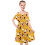 Ice cream on an orange background pattern                                                               Cut Out Shoulders Chiffon Dress