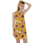 Ice cream on an orange background pattern                                                              Racer Back Hoodie Dress