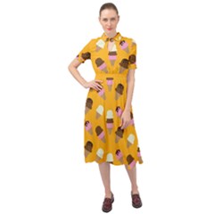 Keyhole Neckline Chiffon Dress 