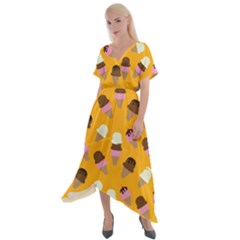 Cross Front Sharkbite Hem Maxi Dress 