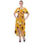 Ice cream on an orange background pattern                                                               Front Wrap High Low Dress