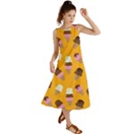 Ice cream on an orange background pattern                                                                Summer Maxi Dress