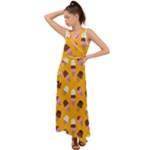 Ice cream on an orange background pattern                                                               V-Neck Chiffon Maxi Dress