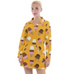 Ice cream on an orange background pattern                                                              Women s Hoodie Dress