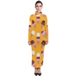 Ice cream on an orange background pattern                                                               Turtleneck Maxi Dress