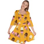 Ice cream on an orange background pattern                                                          Velvet Kimono Dress