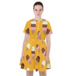 Ice cream on an orange background pattern                                                               Sailor Dress