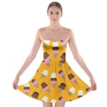 Ice cream on an orange background pattern                                                             Strapless Bra Top Dress