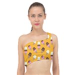 Ice cream on an orange background pattern                                                            Spliced Up Bikini Top