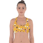 Ice cream on an orange background pattern                                                            Cross Back Hipster Bikini Top