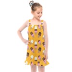 Ice cream on an orange background pattern                                                          Kids  Overall Dress