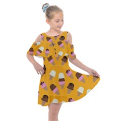 Kids  Shoulder Cutout Chiffon Dress 