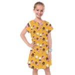 Ice cream on an orange background pattern                                                              Kids  Drop Waist Dress