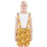 Ice cream on an orange background pattern                                                                 Braces Suspender Skirt