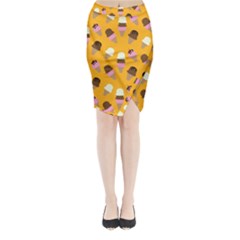 Ice cream on an orange background pattern                                                            Midi Wrap Pencil Skirt from ArtsNow.com