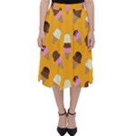 Ice cream on an orange background pattern                                                            Folding Skater Skirt