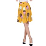 Ice cream on an orange background pattern                                                             A-line Skater Skirt